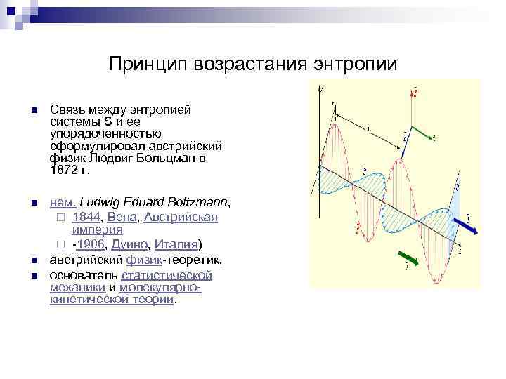 Принцип возрастания энтропии n Связь между энтропией системы S и ее упорядоченностью сформулировал австрийский