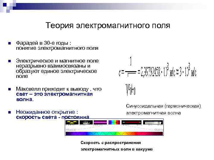 Теория электромагнитного поля n Фарадей в 30 -е годы : понятие электромагнитного поля n