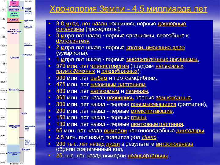 Хронология Земли - 4. 5 миллиарда лет § 3, 8 млрд. лет назад появились