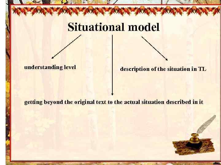 Situational model understanding level description of the situation in TL getting beyond the original