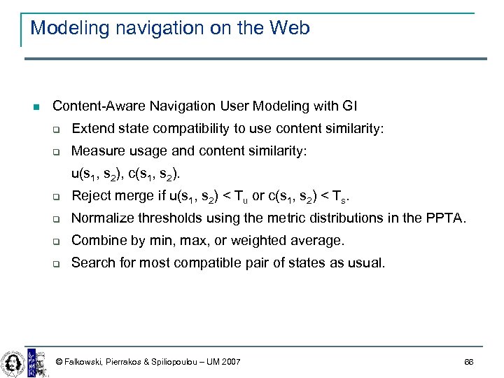 Modeling navigation on the Web Content-Aware Navigation User Modeling with GI Extend state compatibility
