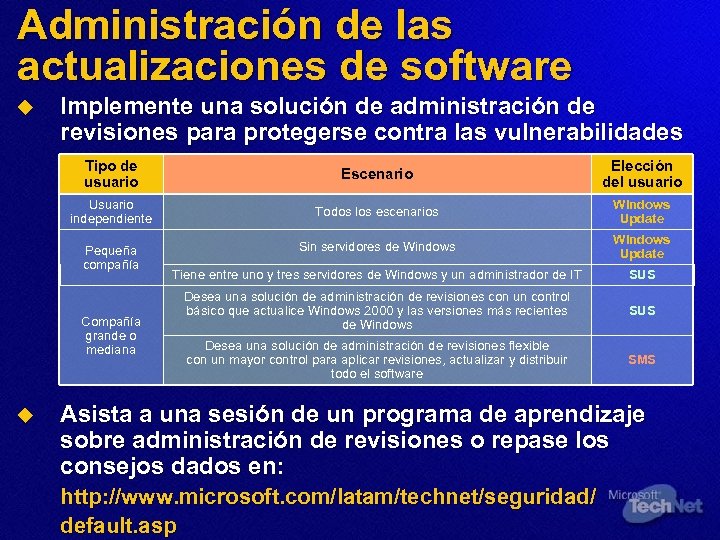 Administración de las actualizaciones de software u Implemente una solución de administración de revisiones