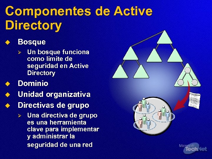 Componentes de Active Directory u Bosque Ø u u u Un bosque funciona como