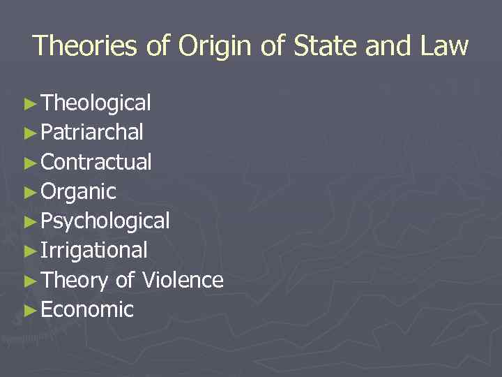 Theories of Origin of State and Law ► Theological ► Patriarchal ► Contractual ►