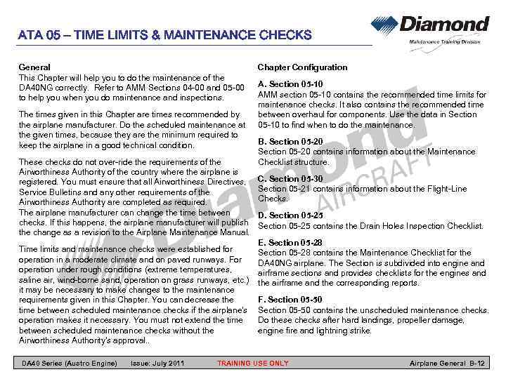 ATA 05 – TIME LIMITS & MAINTENANCE CHECKS General This Chapter will help you