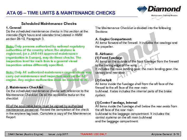 ATA 05 – TIME LIMITS & MAINTENANCE CHECKS Scheduled Maintenance Checks 1. General Do