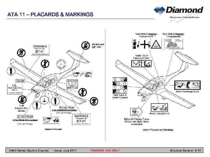 ATA 11 – PLACARDS & MARKINGS If TR-OÄM-40 -334 is installed: DA 40 Series