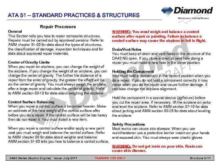 ATA 51 – STANDARD PRACTICES & STRUCTURES Repair Processes General This Section tells you