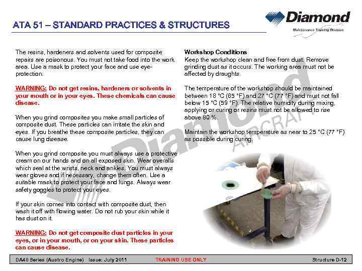 ATA 51 – STANDARD PRACTICES & STRUCTURES The resins, hardeners and solvents used for