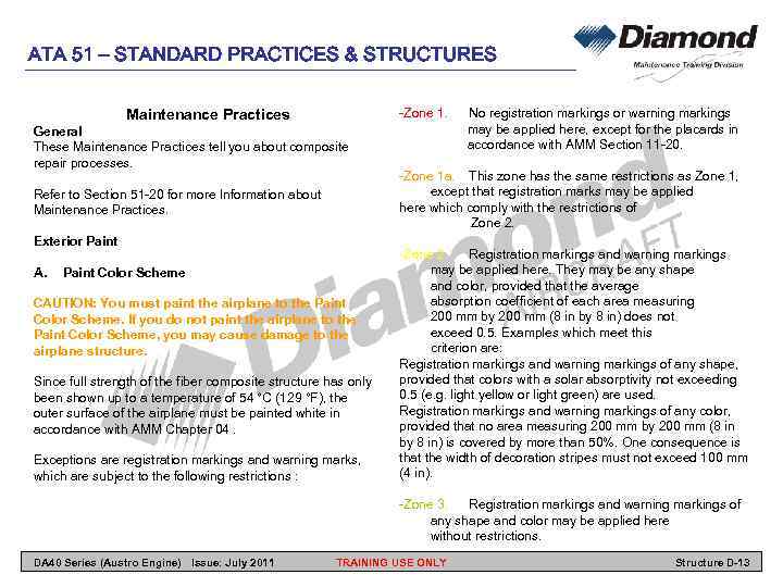 ATA 51 – STANDARD PRACTICES & STRUCTURES -Zone 1. Maintenance Practices General These Maintenance