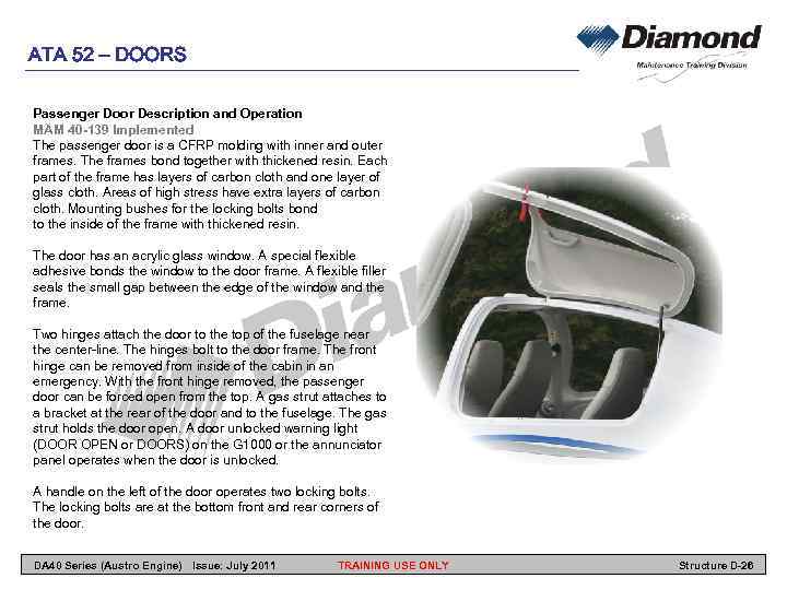 ATA 52 – DOORS Passenger Door Description and Operation MÄM 40 -139 Implemented The