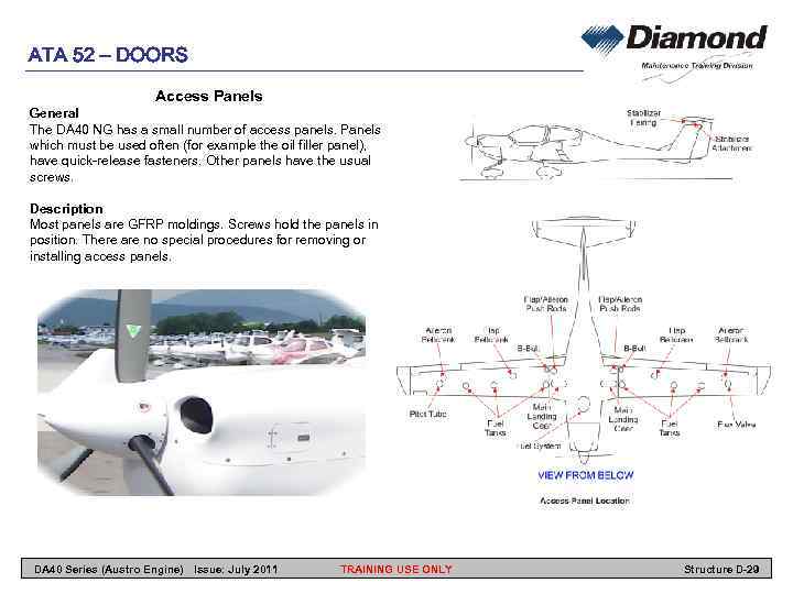 ATA 52 – DOORS Access Panels General The DA 40 NG has a small