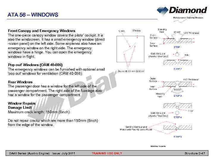 ATA 56 – WINDOWS Front Canopy and Emergency Windows The one-piece canopy window covers