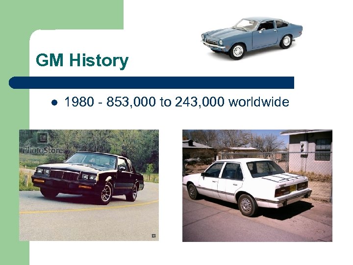 GM History l 1980 - 853, 000 to 243, 000 worldwide 