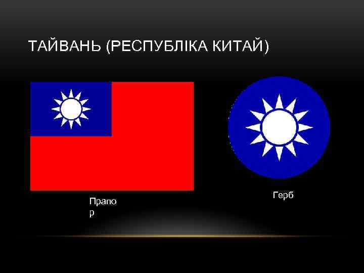 ТАЙВАНЬ (РЕСПУБЛІКА КИТАЙ) Прапо р Герб 