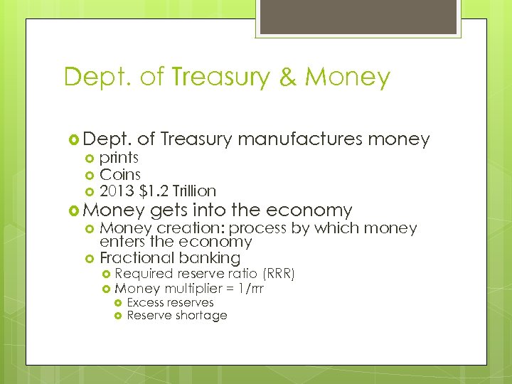 Dept. of Treasury & Money Dept. of Treasury manufactures money prints Coins 2013 $1.