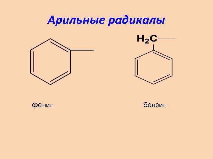 Арильные радикалы фенил бензил 