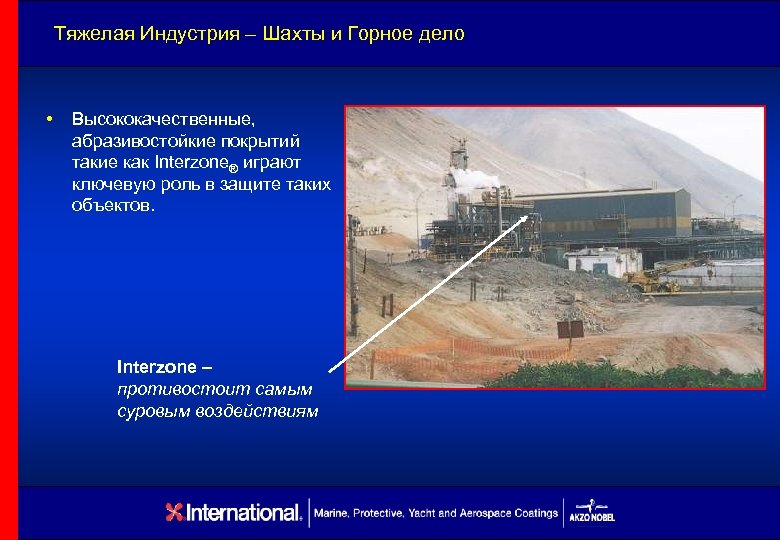 Тяжелая Индустрия – Шахты и Горное дело • Высококачественные, абразивостойкие покрытий такие как Interzone®