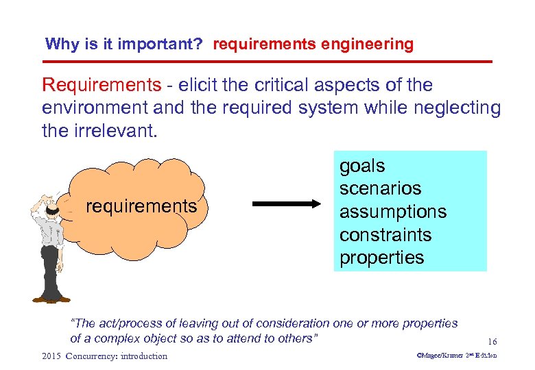 Why is it important? requirements engineering Requirements - elicit the critical aspects of the