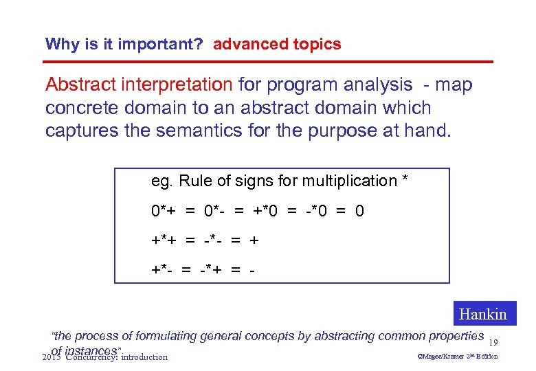 Why is it important? advanced topics Abstract interpretation for program analysis - map concrete