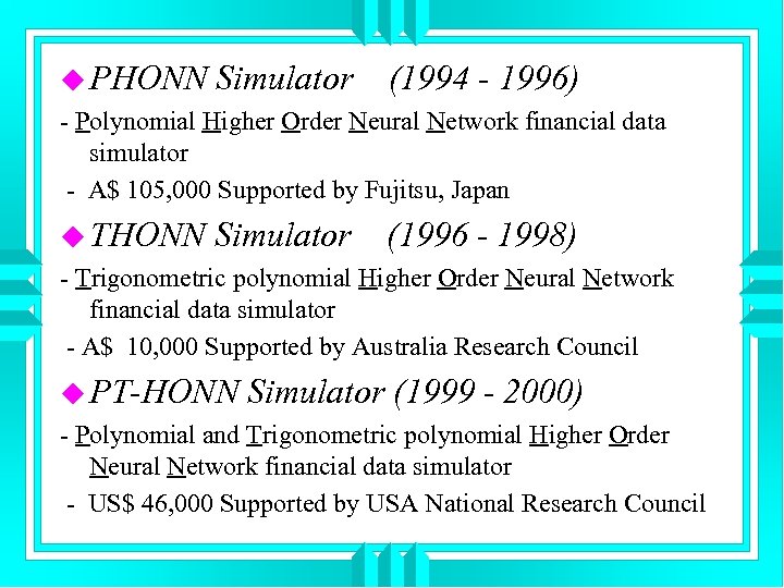 u PHONN Simulator (1994 - 1996) - Polynomial Higher Order Neural Network financial data