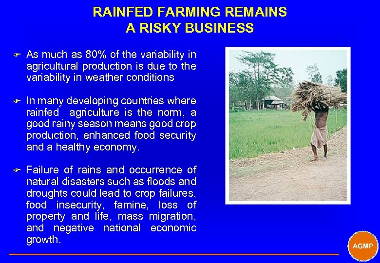 RAINFED FARMING REMAINS A RISKY BUSINESS F As much as 80% of the variability