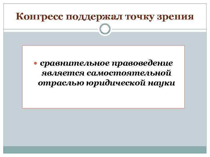 Конгресс поддержал точку зрения сравнительное правоведение является самостоятельной отраслью юридической науки 