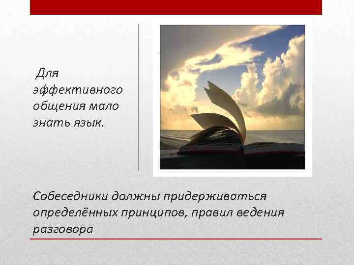 Для эффективного общения мало знать язык. Собеседники должны придерживаться определённых принципов, правил ведения разговора