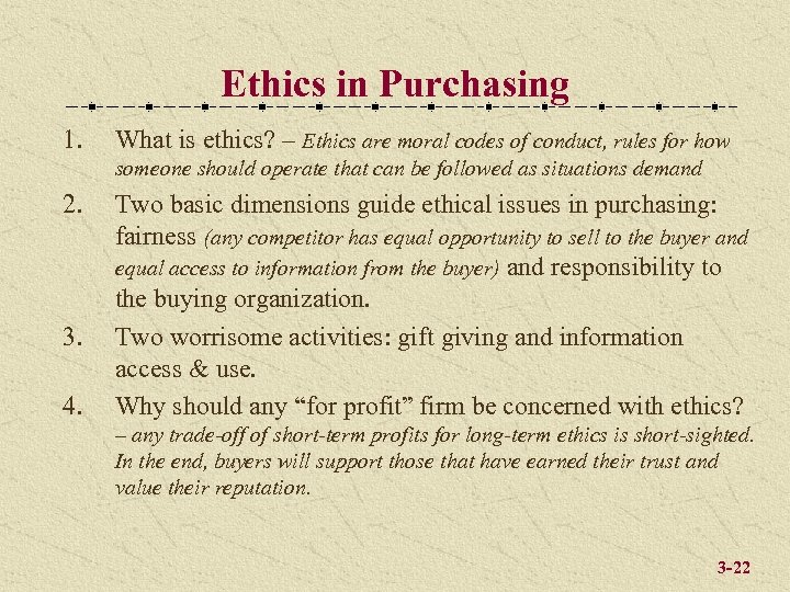 Ethics in Purchasing 1. What is ethics? – Ethics are moral codes of conduct,