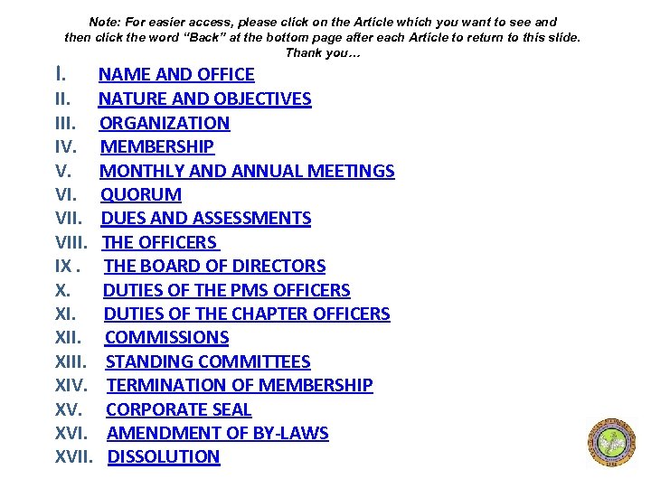 Note: For easier access, please click on the Article which you want to see