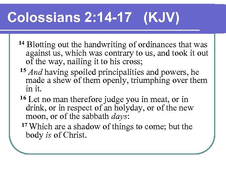 The Law In Colossians 2 14 17