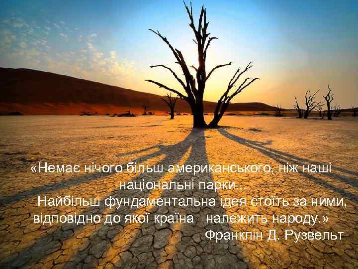  «Немає нічого більш американського, ніж наші національні парки. . . Найбільш фундаментальна ідея
