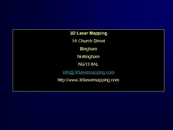 3 D Laser Mapping 1 A Church Street Bingham Nottingham NG 13 8 AL