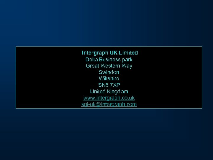 Intergraph UK Limited Delta Business park Great Western Way Swindon Wiltshire SN 5 7