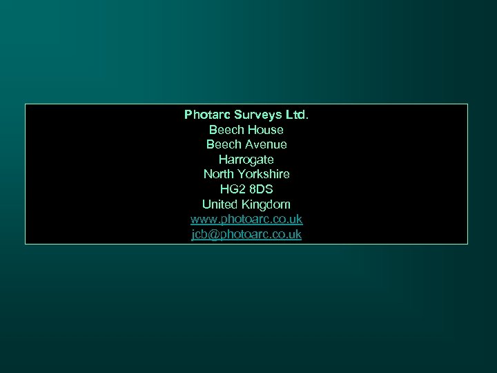 Photarc Surveys Ltd. Beech House Beech Avenue Harrogate North Yorkshire HG 2 8 DS