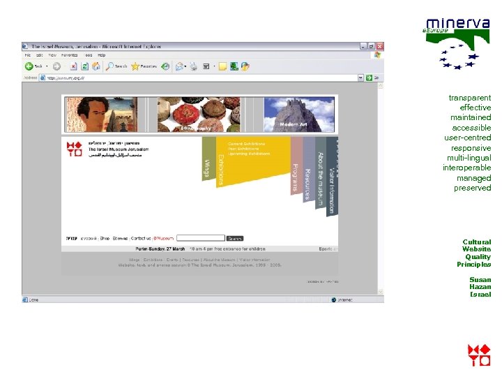 transparent effective maintained accessible user-centred responsive multi-lingual interoperable managed preserved Cultural Website Quality Principles