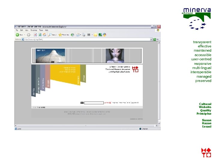 transparent effective maintained accessible user-centred responsive multi-lingual interoperable managed preserved Cultural Website Quality Principles