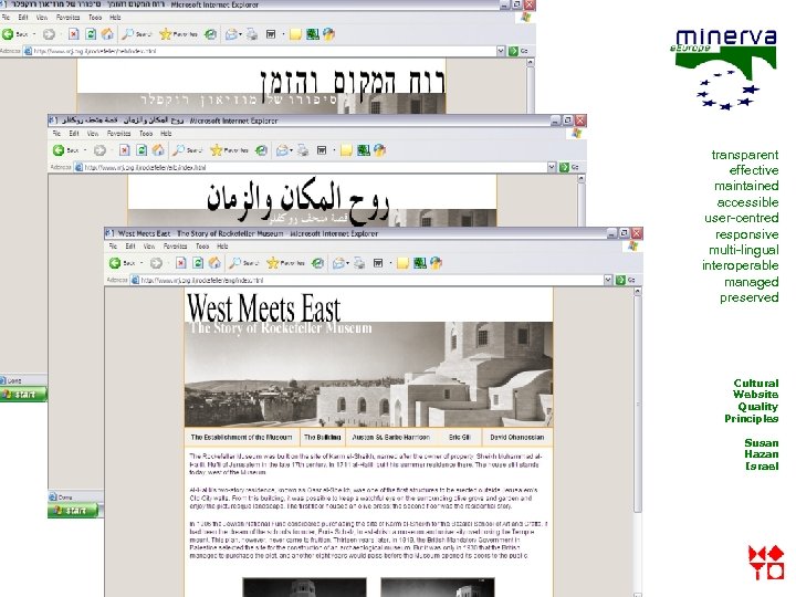 transparent effective maintained accessible user-centred responsive multi-lingual interoperable managed preserved Cultural Website Quality Principles