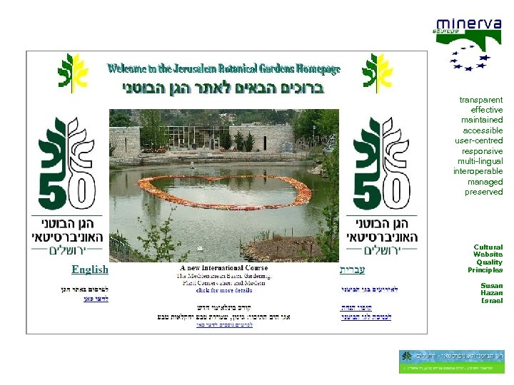 transparent effective maintained accessible user-centred responsive multi-lingual interoperable managed preserved Cultural Website Quality Principles