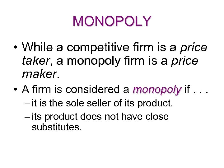 Firms In Markets The Four Types Of