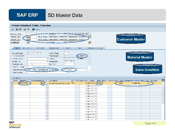 SAP ERP SD Master Data Customer Master Material Master Sales Condition Page 4 -9