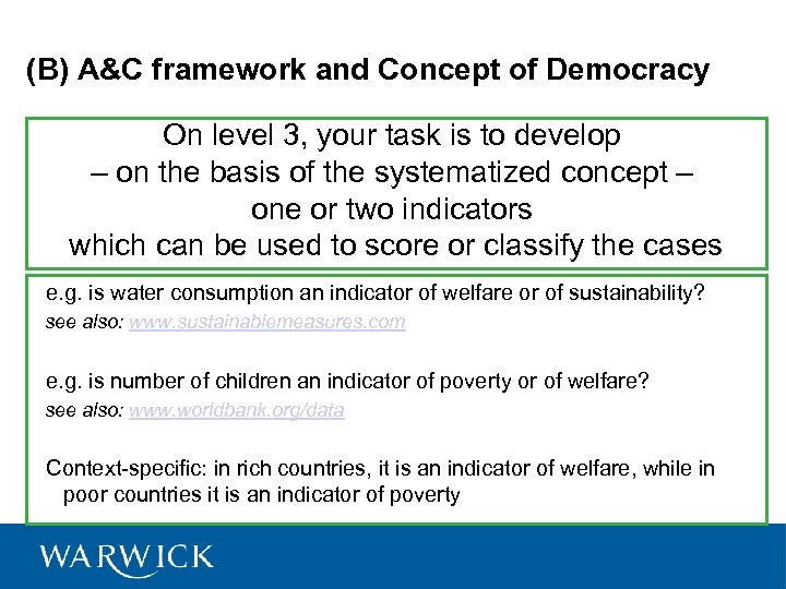 (B) A&C framework and Concept of Democracy On level 3, your task is to