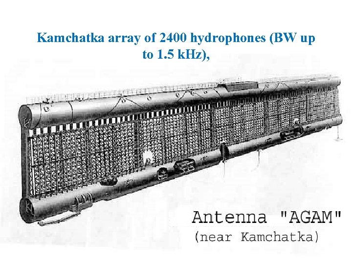 Kamchatka array of 2400 hydrophones (BW up to 1. 5 k. Hz), 