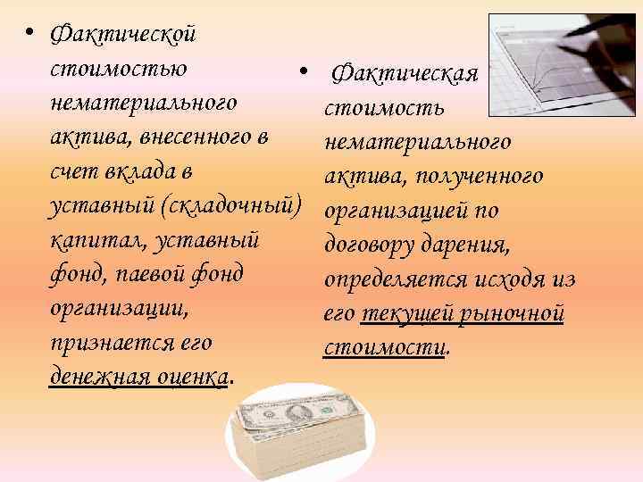  • Фактической стоимостью • нематериального актива, внесенного в счет вклада в уставный (складочный)