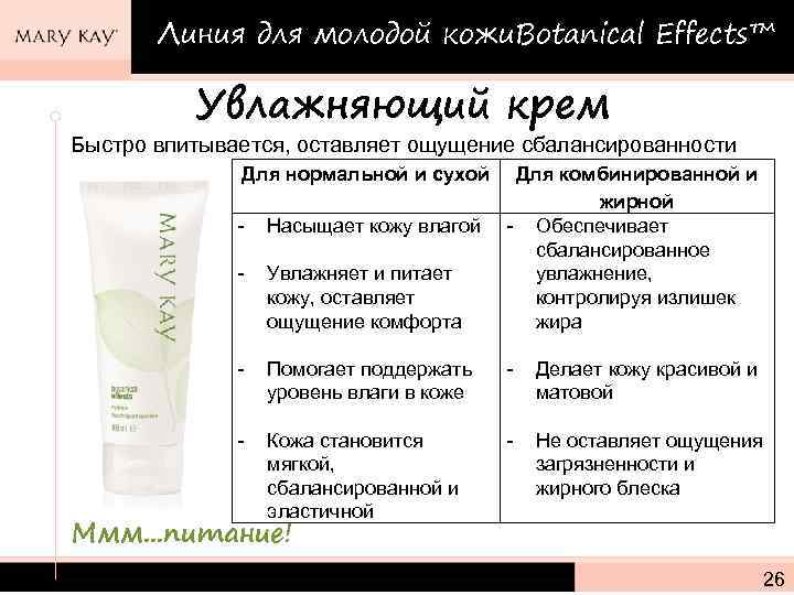 Линия для молодой кожи. Botanical Effects™ Увлажняющий крем Быстро впитывается, оставляет ощущение сбалансированности Для