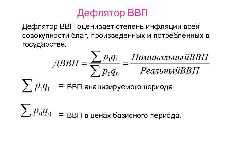 Как рассчитать дефлятор ввп