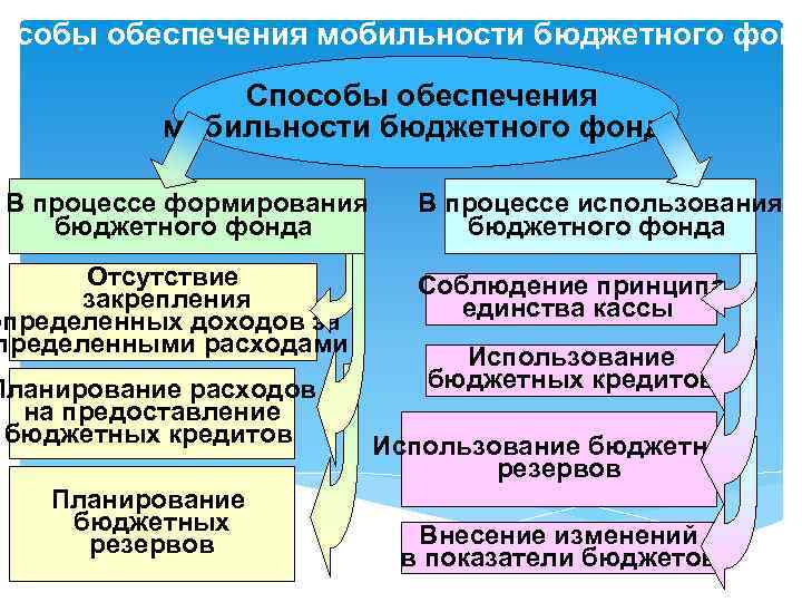 особы обеспечения мобильности бюджетного фонд Способы обеспечения мобильности бюджетного фонда В процессе формирования бюджетного