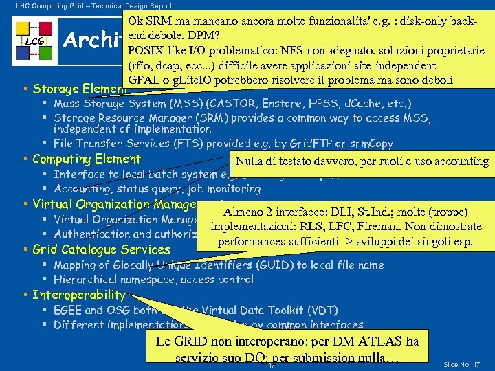 LHC Computing Grid – Technical Design Report Ok SRM ma mancano ancora molte funzionalita'