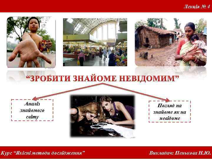 Лекція № 4 Аналіз знайомого світу Курс “Якісні методи дослідження” Погляд на знайоме як