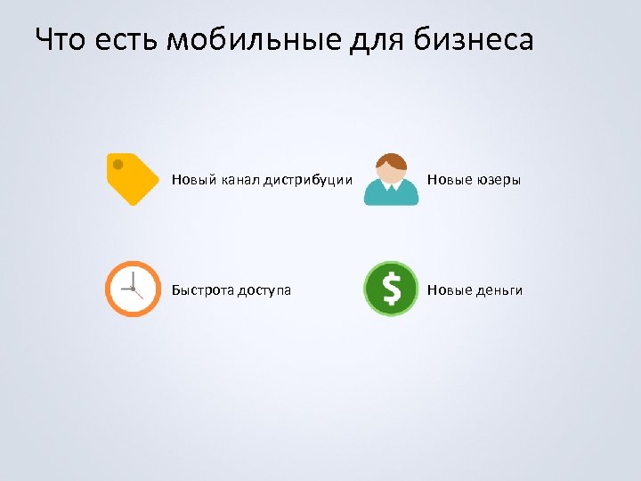 Что есть мобильные для бизнеса Новый канал дистрибуции Новые юзеры Быстрота доступа Новые деньги